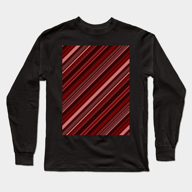 Stripes Lines Pinks Plum Black Brick Mid Mod Classy Angled Pin Stripes Long Sleeve T-Shirt by Shayna